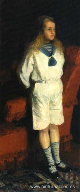 Retrato de un niño con traje blanco