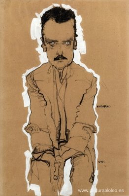 Retrato de Eduard Kosmack, frontal, con las manos entrelazadas