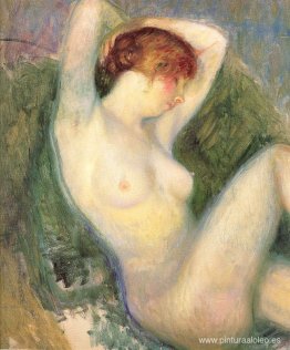 Desnudo en silla verde