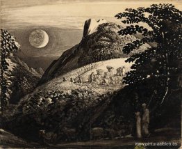 La luna de la cosecha. Dibujo para "Una escena pastoral" 1832