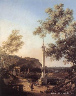 Capriccio: paisaje fluvial con columna