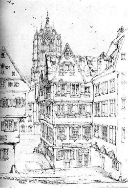 Casas y aguja de la catedral de Ulm