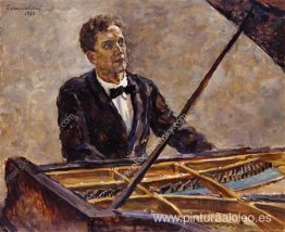 Retrato del pianista Vladimir Sofronitsky al piano