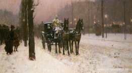 Escena callejera con Hansom Cab