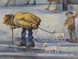 Un hombre corriente paseando con sus perros.