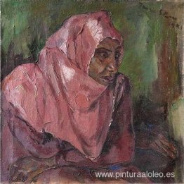 retrato, de, un, mujer, llevando, un, rosa, hijab