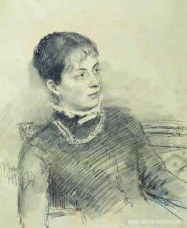 Retrato de una joven esposa, sentada en el sofá