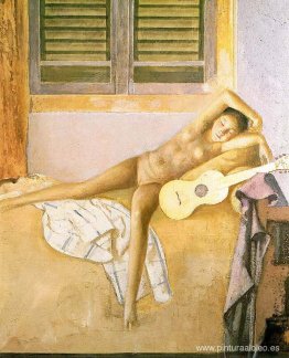 Desnudo con una guitarra