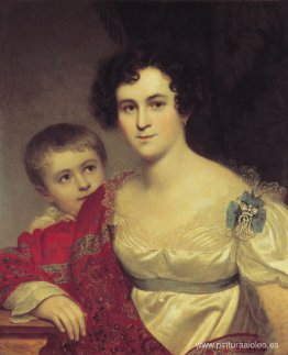 Retrato de A. I. Molchanova con su hija