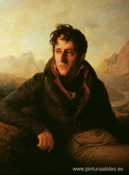 Retrato de Chateaubriand como telón de fondo de paisaje de monta