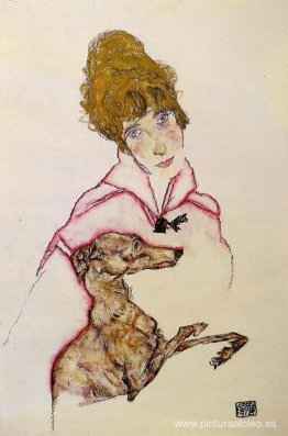 Mujer con galgo (Edith Schiele)