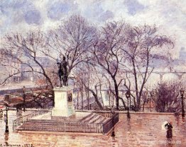 La terraza elevada del Pont Neuf, Place Henri IV, tarde, lluvia