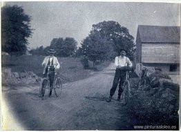 Benjamin Eakins y Samuel Murray con bicicletas