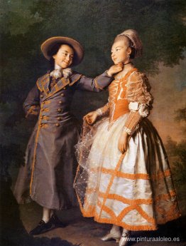 Retrato de E. N. Khruschova y la princesa E. N. Khovanskaya