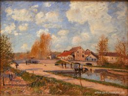 La esclusa de Borgoña en Moret, primavera