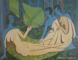 Tres desnudos en el bosque