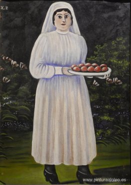 Mujer con huevos de Pascua