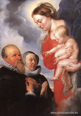 La Virgen y el Niño con los donantes Alexandre Goubeau y su espo