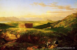 El Templo de Segesta con el artista dibujando