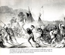 Los guerreros Assiniboin y Cree atacan a Blackfeet