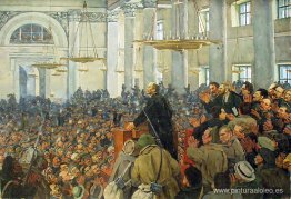 Primera aparición de Lenin en una reunión en Smolny, el Sóviet d