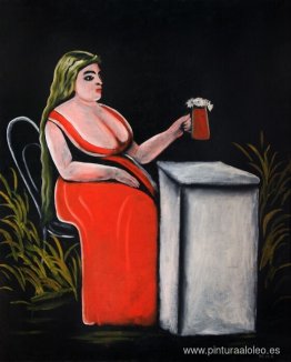 Mujer con una jarra de cerveza