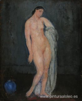 Desnudo con jarrón azul