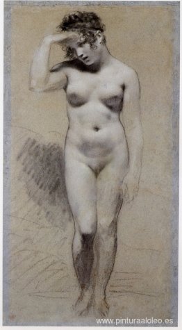 Dibujo de Desnudo Femenino con carboncillo y tiza.