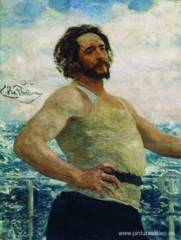 Retrato del escritor Leonid Nikolayevich Andreyev en un yate