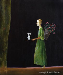 niña con flores