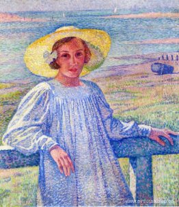 Elisaeth van Rysselberghe con sombrero de paja