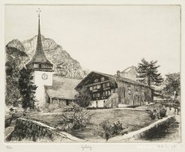 La iglesia y la torre de Gsteig, en el cantón de Berna, Suiza