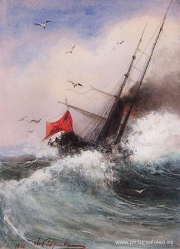 La muerte del barco en el mar.