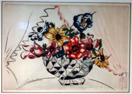 Maceta de flores (litografía con Jacques Villon)