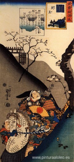 Minamoto Yoshiie en la barrera de Nakoso