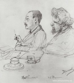 Tolstoi y Repin en una reunión de la Academia de las Artes