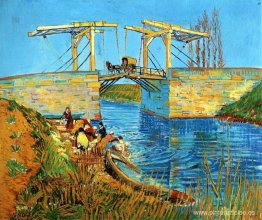 El puente Langlois en Arles con mujeres lavándose