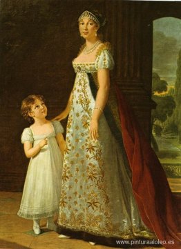 Retrato de Caroline Murat con su hija Letizia