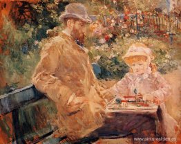 Eugène Manet con su hija en Bougival