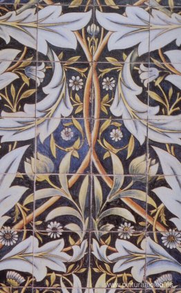 Panel de azulejos cerámicos diseñado por Morris y producido por