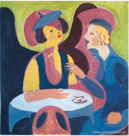 dos mujeres en un café