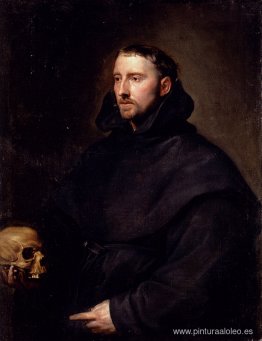 Retrato de un monje de la orden benedictina, sosteniendo una cal