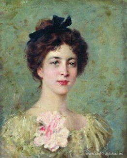 Retrato de la señorita con lazo rosa