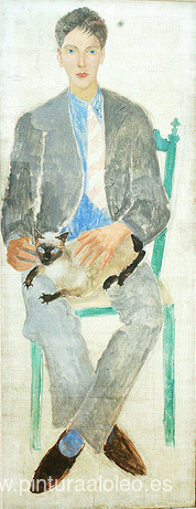 Niño con gato, retrato de fr.Jean Bougoint