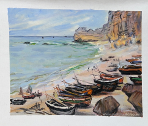 Barcos en la playa de Etretat