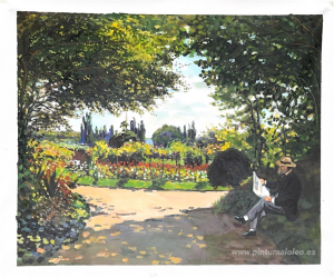 Adolphe Monet leyendo en el jardín